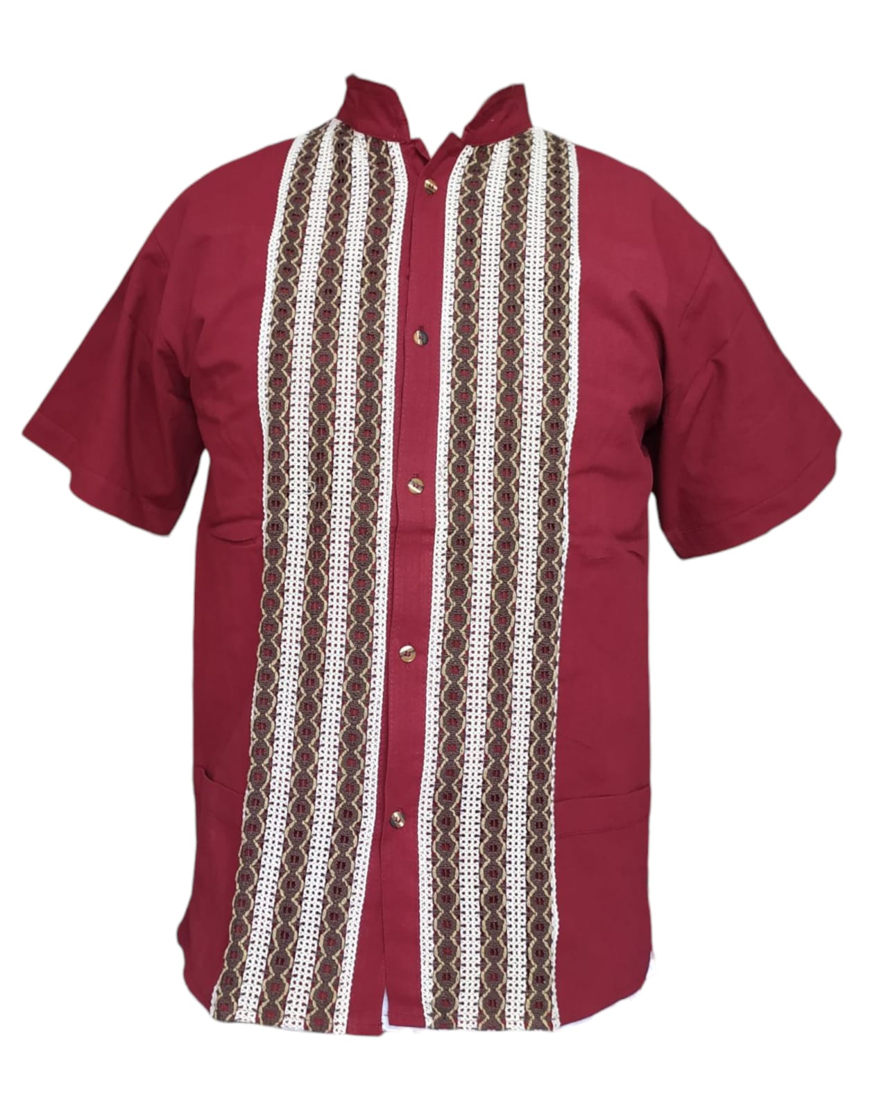 Guayabera de Manga Corta con Elegante Bordado Vertical